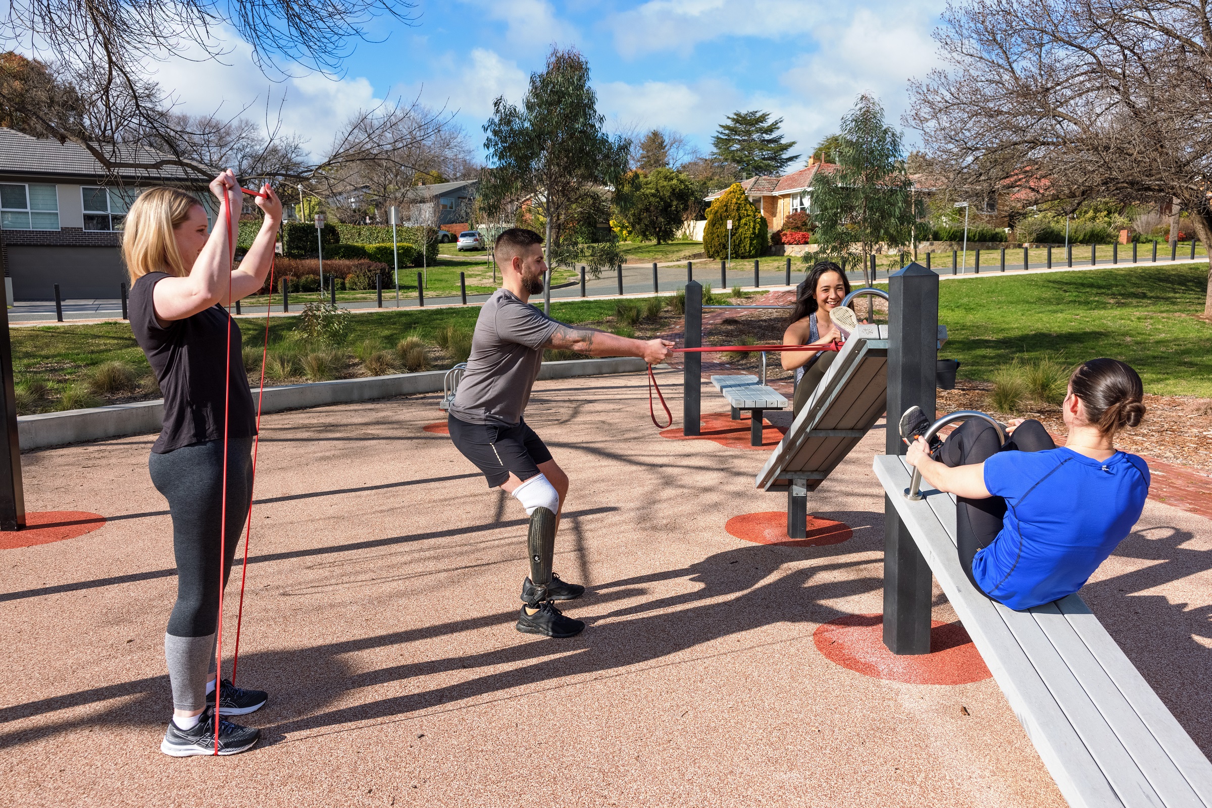 People exercising 